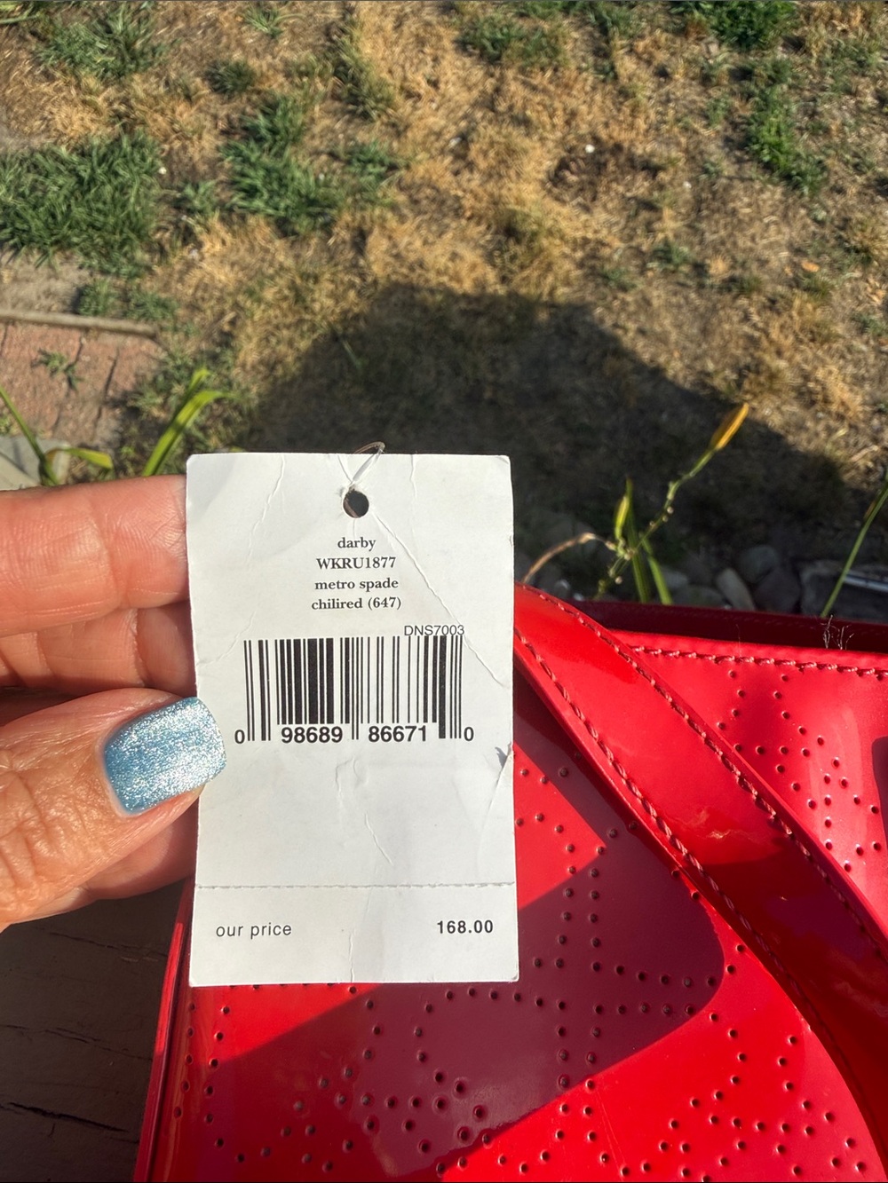 kate spade red patent heart-perforated crossbody bag - Picture 3 of 10